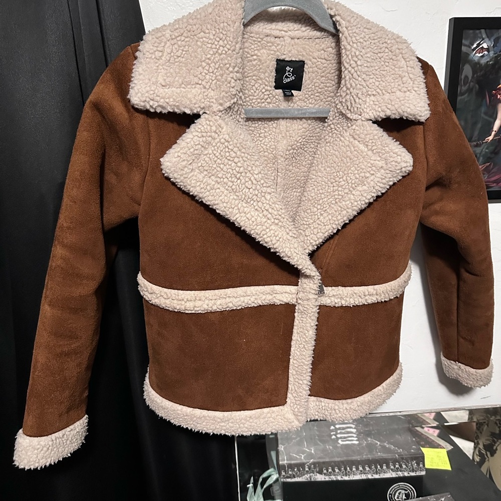 Girls faux suede coat L